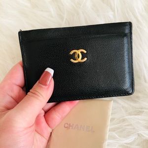 ‼️sold‼️Chanel Black Leather Card Holder Wallet